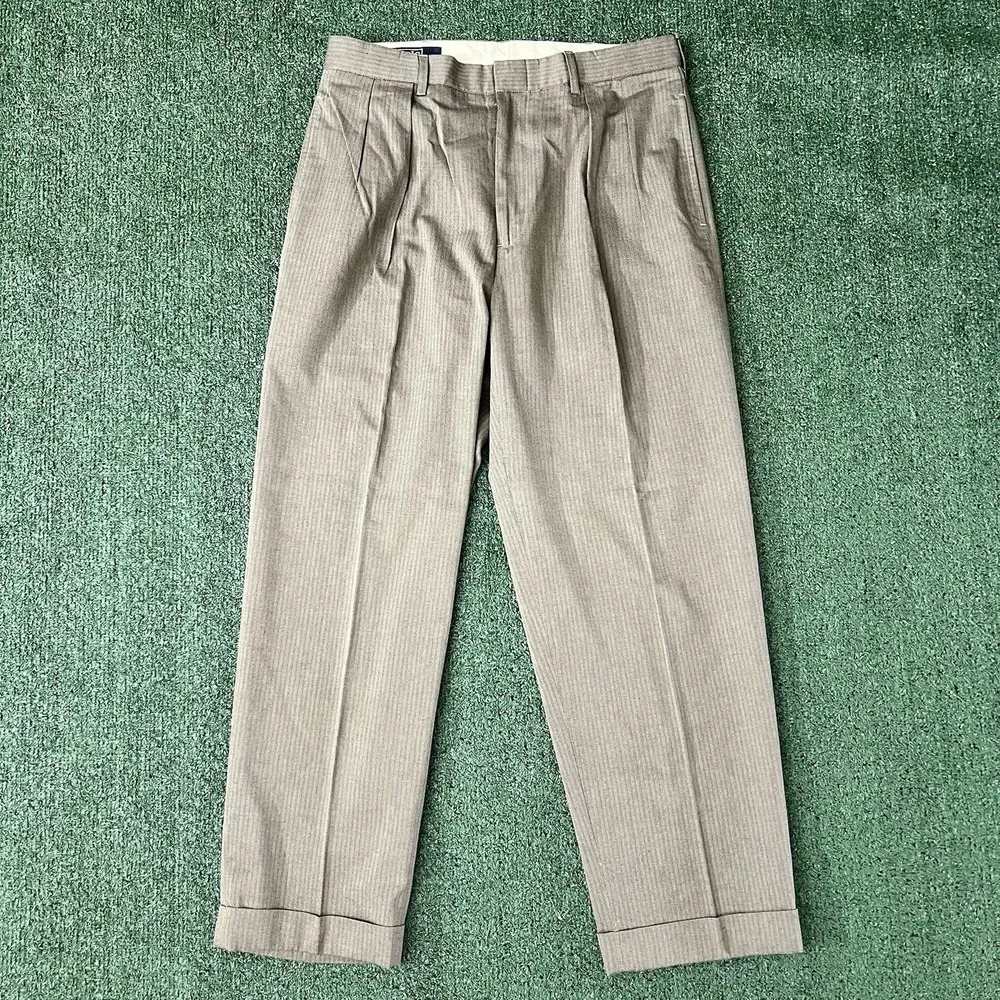 Vintage Polo Ralph Lauren Men's Houndstooth Double Pleated Dress Pants 34x30